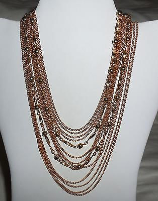 Vintage 1960s Japan 14 Chain Bib Necklace Excellent No Gold Wear