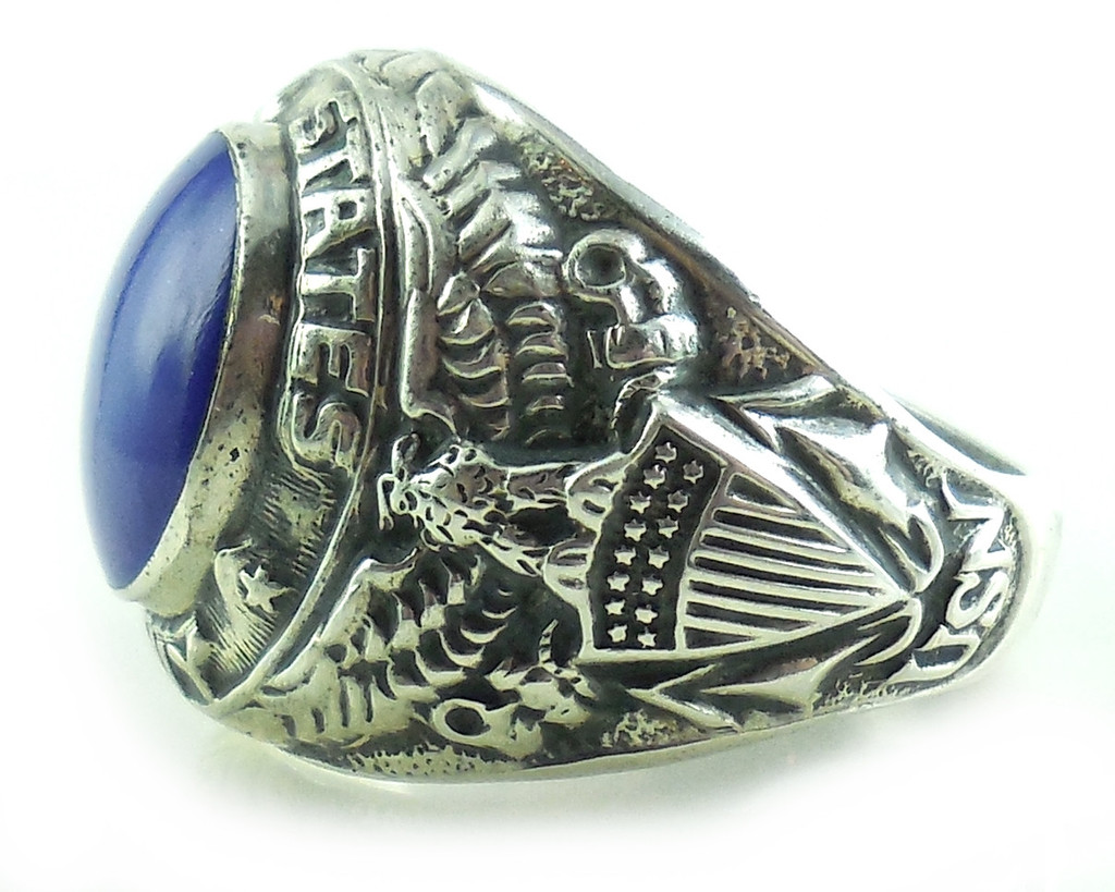 Vintage Sterling Silver Chunky Lapis Stone Navy Ring 8.5