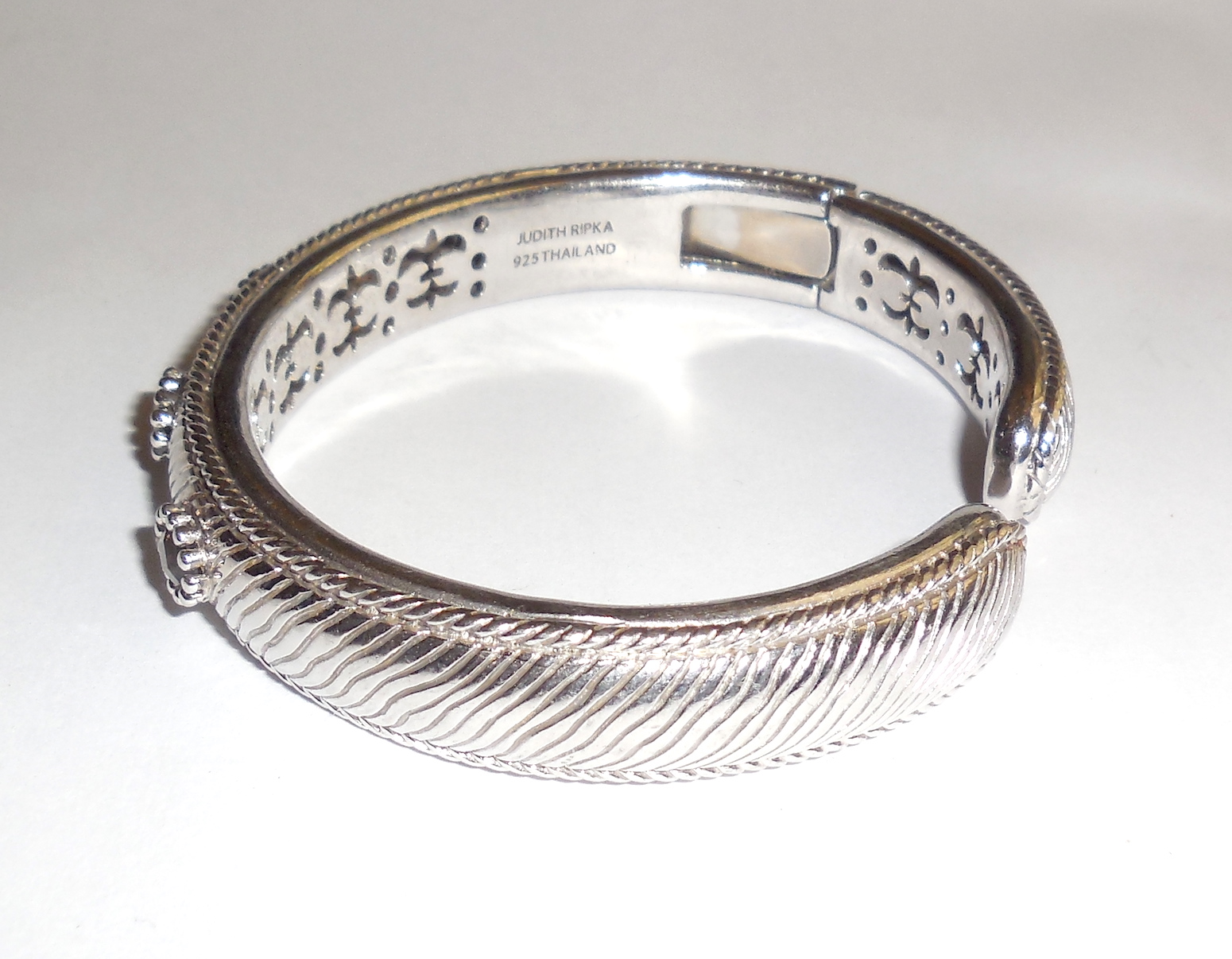 Judith Ripka 925 Sterling Smokey Silver Topaz Cuff Bracelet Judith Ripka 925 Sterling Silver Ginger Quartz Hinged Cuff Gemstone Bracelet