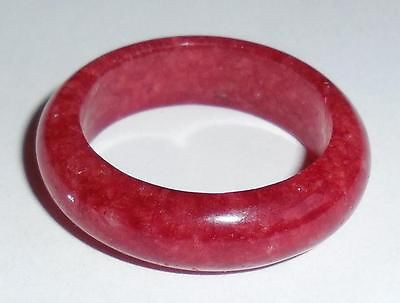 Treated Red Jade Bangle Ring Band Stacker Nice Color Large Size 9.25