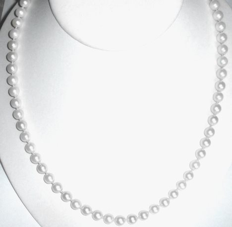 Vintage 14k White Gold Flower Clasp 22.5 Inch Cultured Pearls Necklace 6.5-7mm