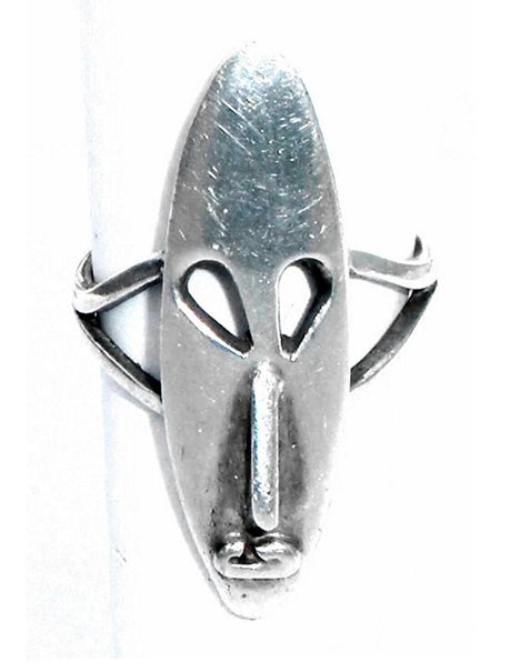 Vintage 1970s Late Mid Century Mexican Sterling Silver Long Face Ring Size 8