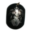 Antique Victorian Basalt Onyx Stone Silver Overlay Mourning Memorial Pendant
