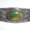 Older Vintage Hand Tooled Native American Sterling Silver Pin Big Cab Stone Handmade