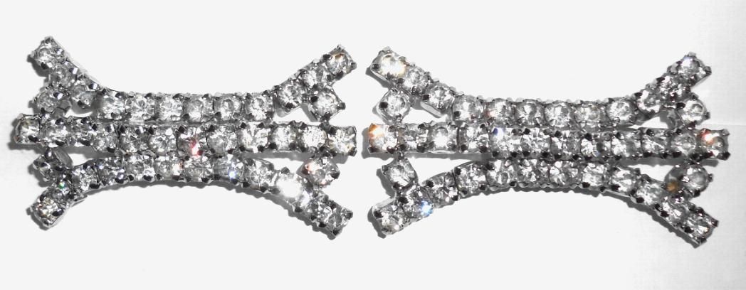 Pair Late Art Deco Vintage Rhinestone Shoe Buckles Clips Crisp Clear Great Condition