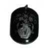 Antique Victorian Basalt Onyx Stone Silver Overlay Mourning Memorial Pendant