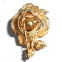 Large Vintage Gold Plated Denicola Blooming Rose Pin