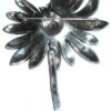 Vintage Sterling Silver Enamel Marcasite Daisy Pin Big Heavy Showy