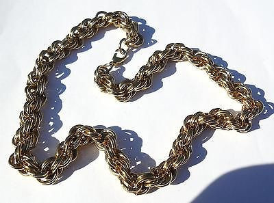 Vintage Gold Plated Wide Chunky Heavy Chain Link Necklace 19 Inch