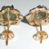 Vintage 60s Natural Jade Cabochon Stone Earrings Pierced Post