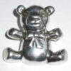 Vintage Sterling Silver Puffy Teddy Bear Pendant Pin Excellent Condition