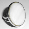 Huge Vintage 1960s Hand Made Silver Plated Natural Agate Adjustable Ring 6