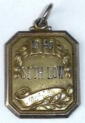 Antique Art Deco 10k Gold Filled Pendant Charm Fob Is 96 Seth Low Jr Hs Brooklyn Nyc