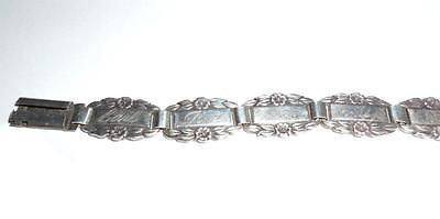 Vintage Ww2 Era Art Deco Sterling Silver Forget Me Not Bracelet Flowers Exc