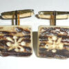 Vintage Gold Tone Hand Carved Natural Mens Swivel Cufflinks Excellent Condition