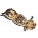 No Wear Condition Vintage Mid Century Usa Castlecliff Green Rhinestone Owl Pin