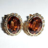 Vintage 14k Gold 1.7 Cts Bezeled Citrine Pierced Earings Size Small
