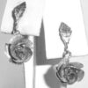 Fancy Vintage Platinum Plated  Dangle Rose Earrings Pierced Never Used No Wear