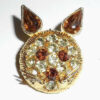 Vintage Swarovski Citrine Topaz Crystals Rhinestones Cat Pin Crisp Stones Excell