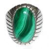 Vintage Mexican Sterling Silver Large Malachite Mens Ring Size 11.75