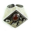 Vintage Hand Made Mid Century Modernist Israel Sterling Silver Carnelian Ring