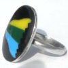 Large Vintage Hand Made 925 Sterling Silver Abstract Enamel Ring Size 8 1/2