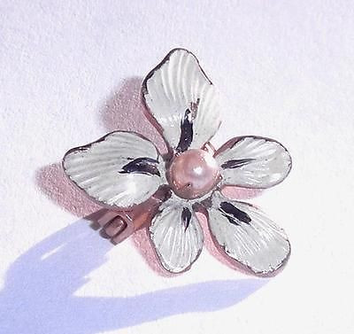Tiny Antique 1930s Art Deco Enameled Lily Lingerie Pin