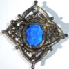 Vintage Cobalt Blue Faceted Glass Pearls Turqoise Pin Antique Finish Florenza