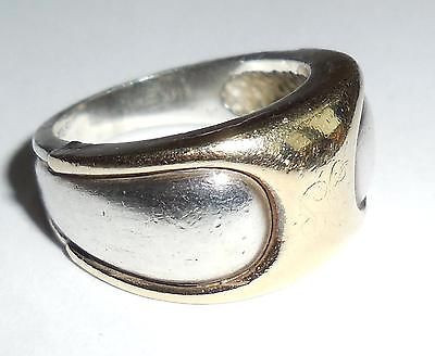 Vintage Hand Made Sterling Silver And 14k Gold Ring Size 6