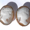 Antique Vintage Art Deco 1/20 12k Gold Filled Shell Cameo Screwback Earrings