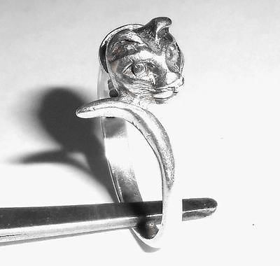 Vintage 925 Sterling Silver Cat Kitten W Collar Ring Size 6.5 Excell Condition