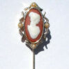 Vintage Gold Plated Faux Cameo Pearls Stickpin Old Store Stock No Wear Condition