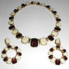 Vintage Signed Dg Heavy Gold Plated Enamel Collar Necklace Earrings Set Enameled