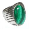 Vintage Mexican Sterling Silver Large Malachite Mens Ring Size 11.75