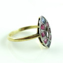 Antique Art Deco Platinum 14k Yellow Gold Ruby Sapphire Ring Size 7