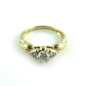 Vintage 14k Yellow Gold .19 Carat Clean Diamond Ring Old Hearts Setting Size 4.75