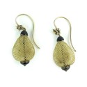 Antique Victorian 14k Gold French Hook Woven Hair Earrings