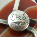 Huge Vintage Hand Wrought Orb Sterling Silver Banded Agate Pendant Pin