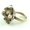 Large Vintage 14k Gold Sapphire And Pearl Jeweled Sphere Ring 6.5