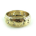 Vintage Art Deco 14k Gold Pierced Wide 1/4" Cigar Band Ring Size 7.5