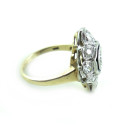 Antique 1920s Early Art Deco Platinum And 14k Gold .93 Ct Diamond And Sapphire Ring Size 6 1/2