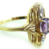 Vintage 10k Yellow Gold Fancy Filigree Amethyst Diamond Ring Size 6.5