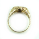 Vintage 14k Yellow Gold Hand Made Tiger Eye Black Onyx Mosaic Mens Ring Size 10
