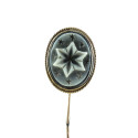 Antique Victorian 14k Gold Carved Agate Star Flower Stickpin