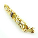 Antique Edwardian Hand Made 14k Yellow Gold 3gr Amethyst Pearls Pin 2"