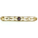 Antique Edwardian Hand Made 14k Yellow Gold 3gr Amethyst Pearls Pin 2"