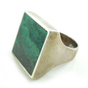 Vintage Chunky Heavy Sterling Silver Malachite Or Eilat Turquoise Mens Ring 6.5