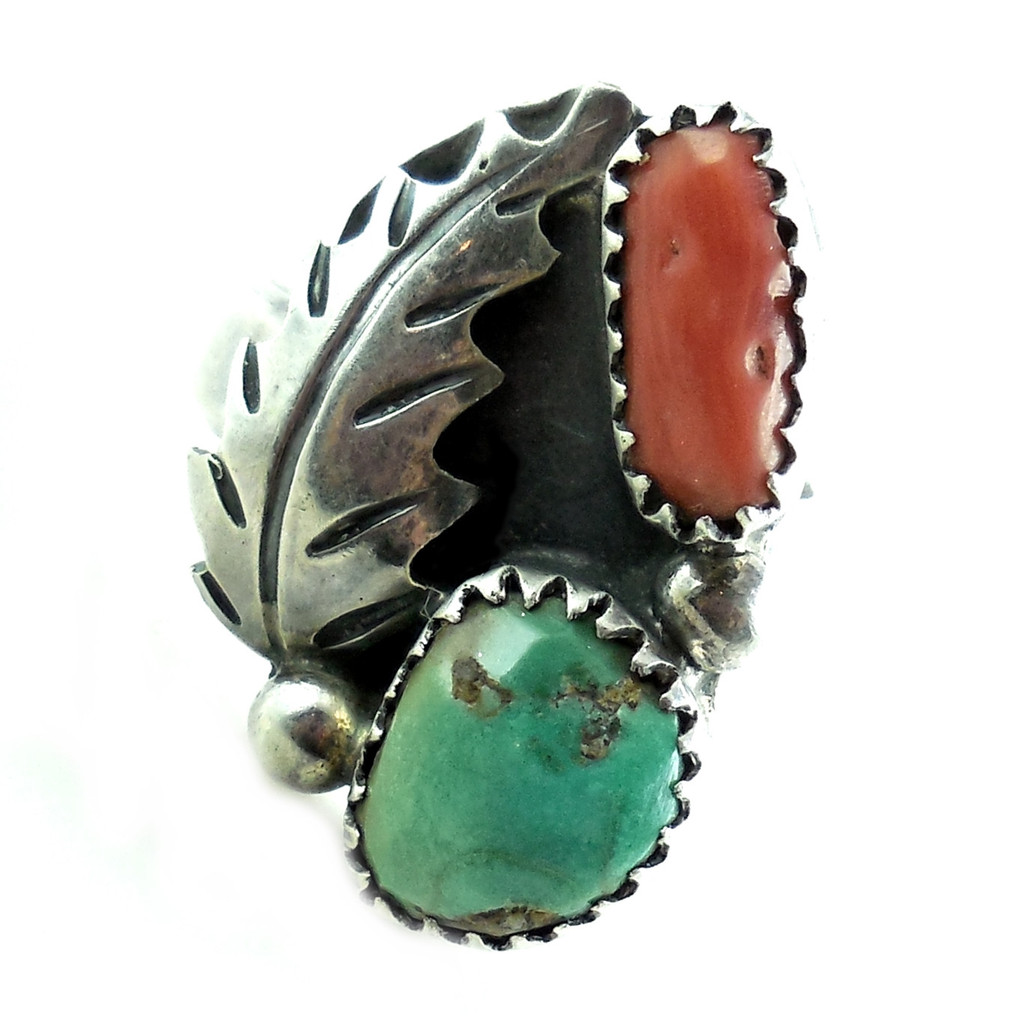 Vintage Navajo Native American Turquoise Sterling Silver Ring Size 7