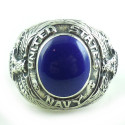 Vintage Sterling Silver Chunky Lapis Stone Navy Ring 8.5
