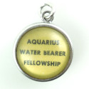 Vintage Sterling Silver Enamel Under Bubble Glass Aquarius Fellowship Charm